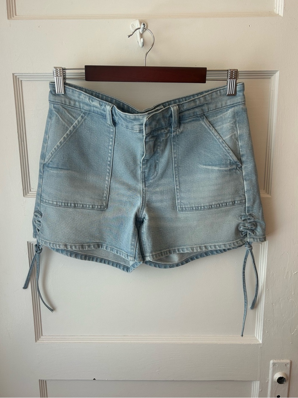 Madewell Faded Light Blue Denim Shorts with Side Ties